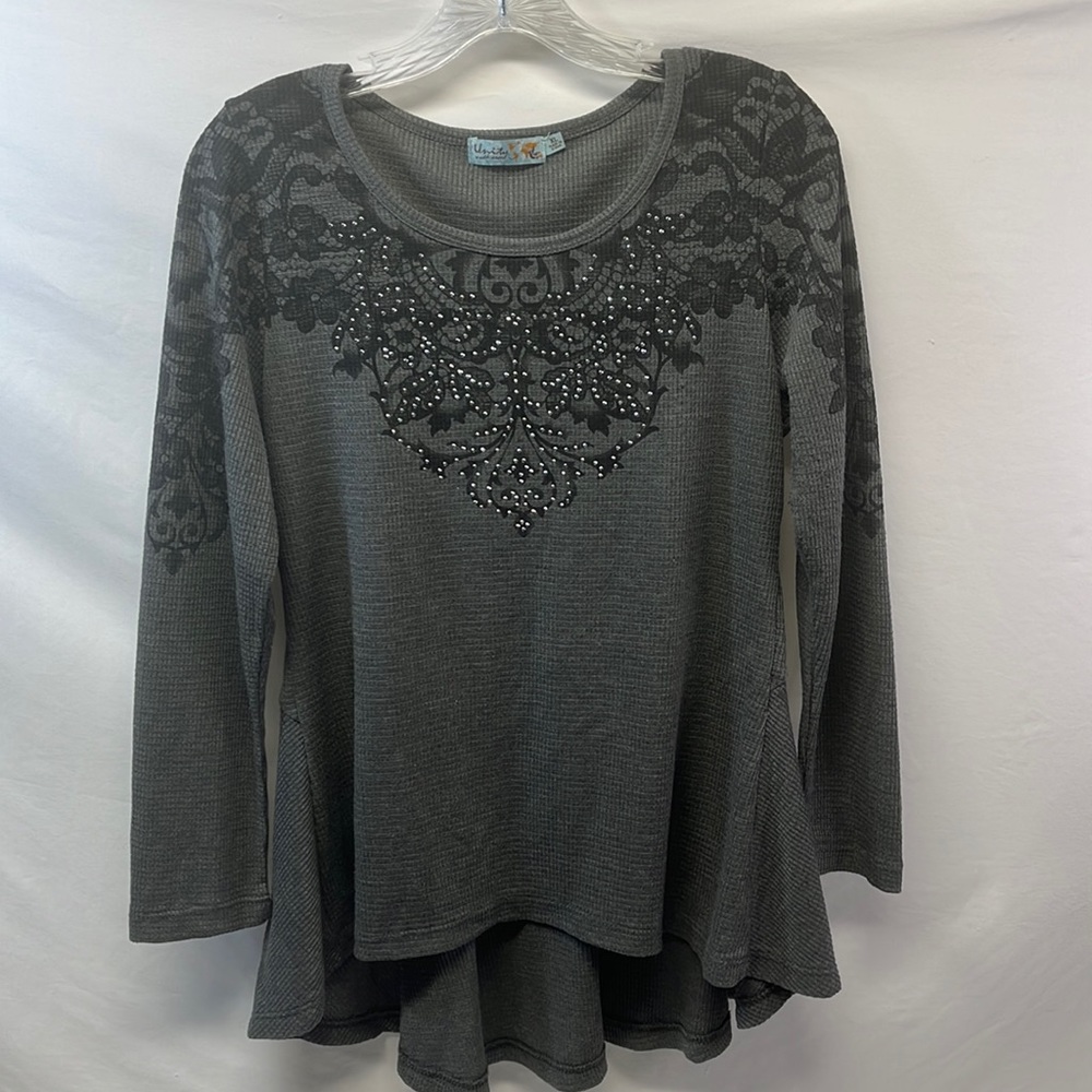 Unity World Wear Waffle Blouse Top Large NWT